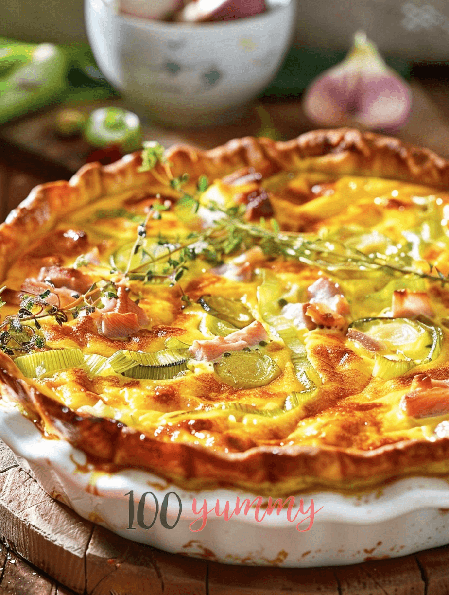Cover Image for Quiche Sans Pâte aux Poireaux et Thon (Recette Légère)